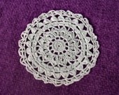 Handmade crochet doily coaster small lace drinks coaster in sage green cotton