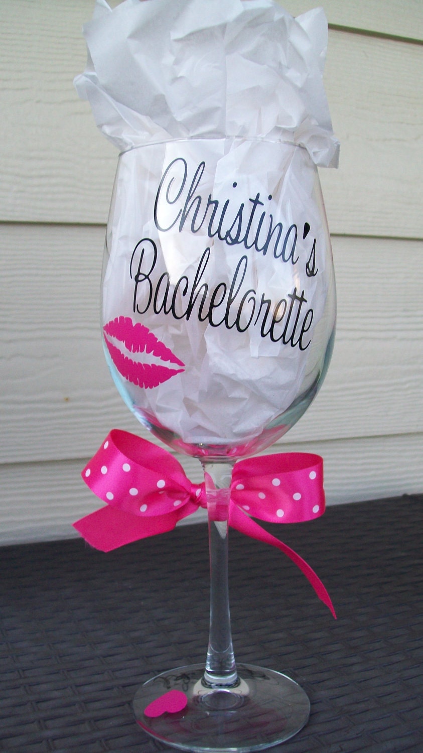 Personalized Wedding Party or Bachelorette Wine Glass...Kissing the Single Life Goodbye