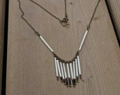 Dangling Chain Fringe Porcupine Quill Necklace