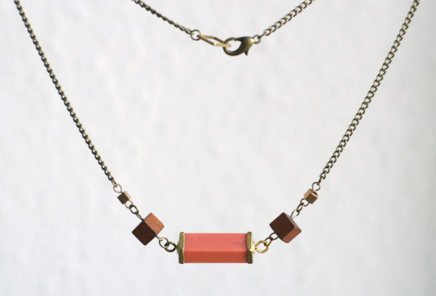Vintage Coral Brass Necklace