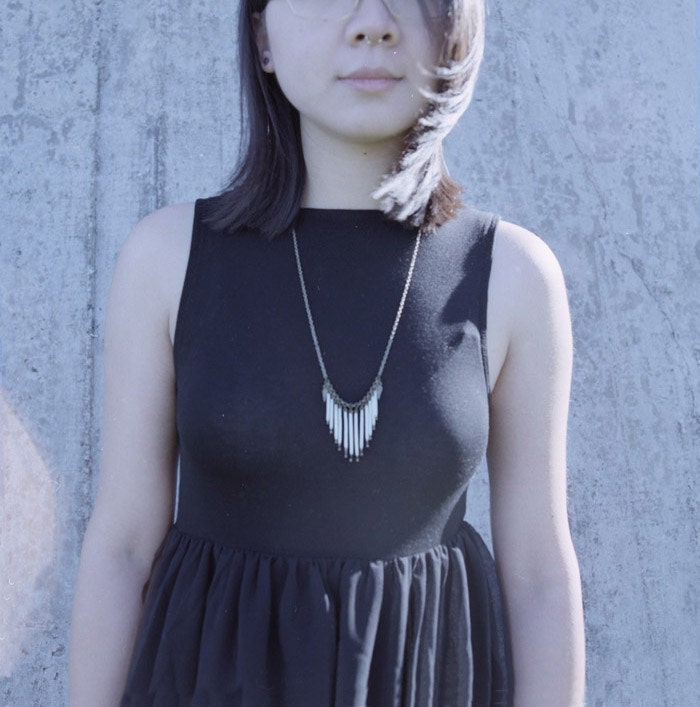 Dangling Chain Fringe Porcupine Quill Necklace
