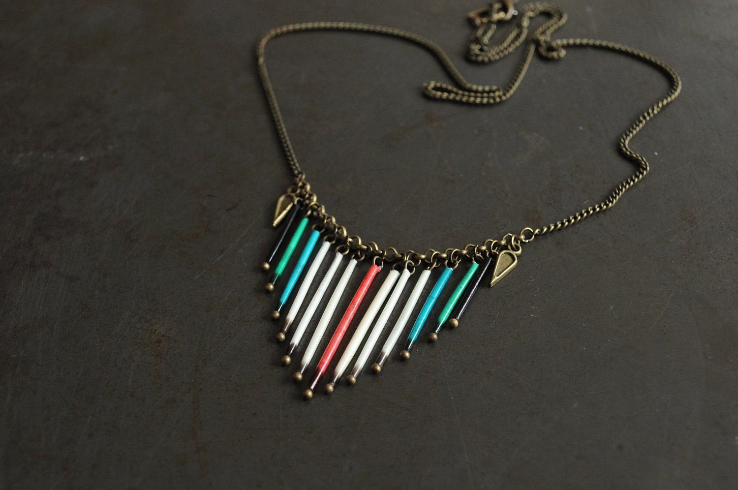 Colourful Chevron Porcupine Quill Necklace