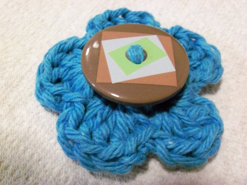 Flower Hairclip (blue/brown) - Ready to Ship