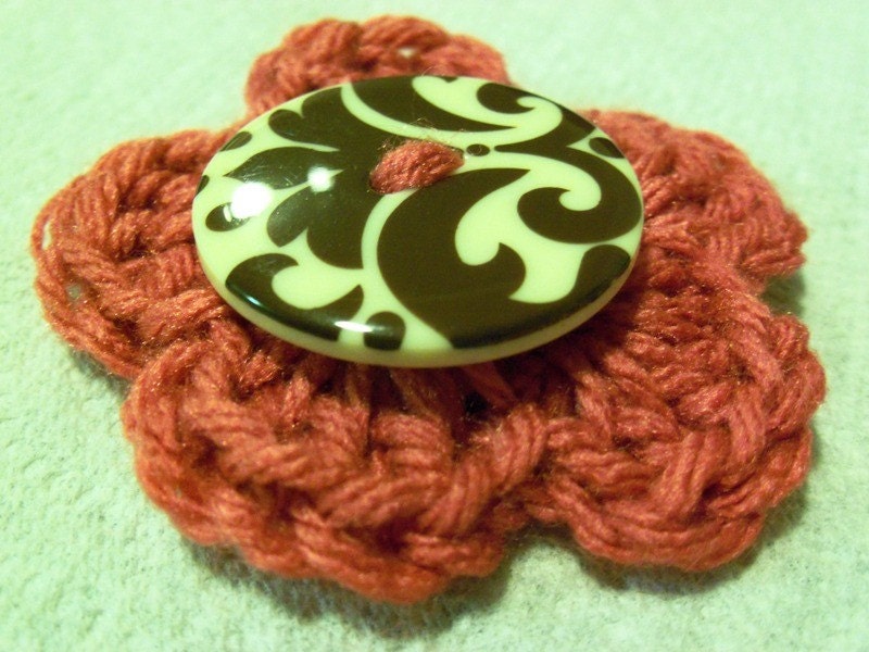 Flower Hairclip (coral/brown) - Ready to Ship