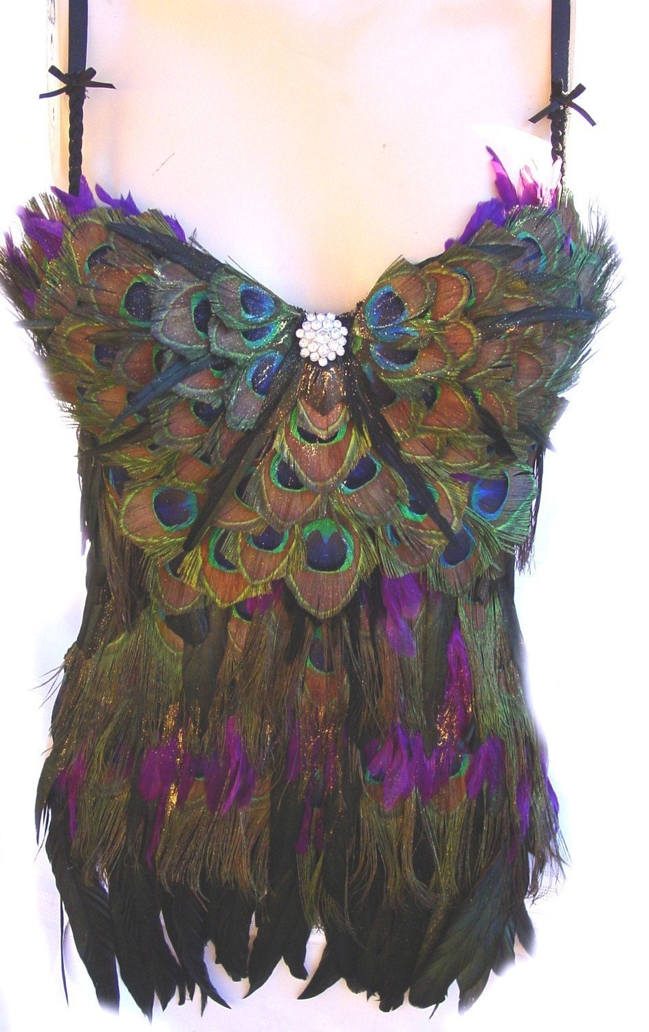 SEXY HOT PEACOCK Feather Corset Custom Made Las Vegas Burlesque