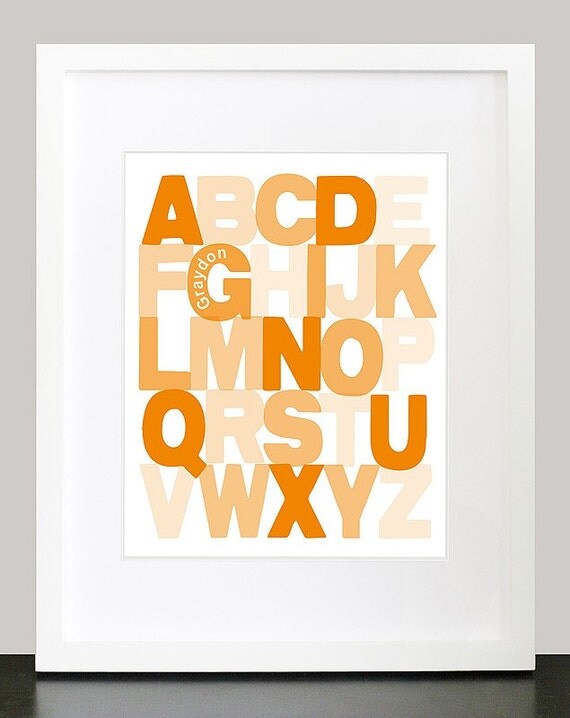 Opaque Alphabet ABC Wall Art - 8x10 Baby Children Nursery Wall Print Poster