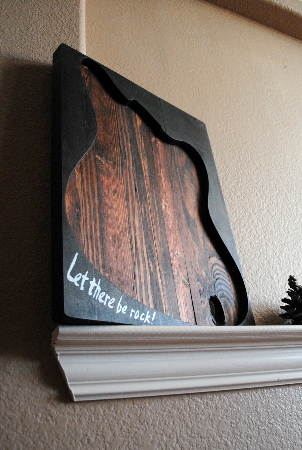 Let there be rock - Fender Jaguar Guitar Body - Reclaimed Wood Art
