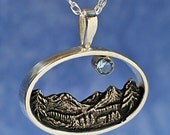 BLUE MOON Over Crystal Peaks, Mountain pendant in Sterling Silver