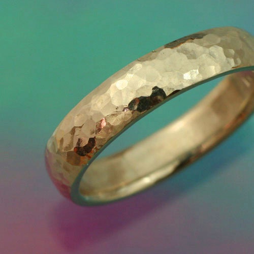 4mm HAMMER TEXTURE Wedding Band, in 14k yellow , white, or rose gold