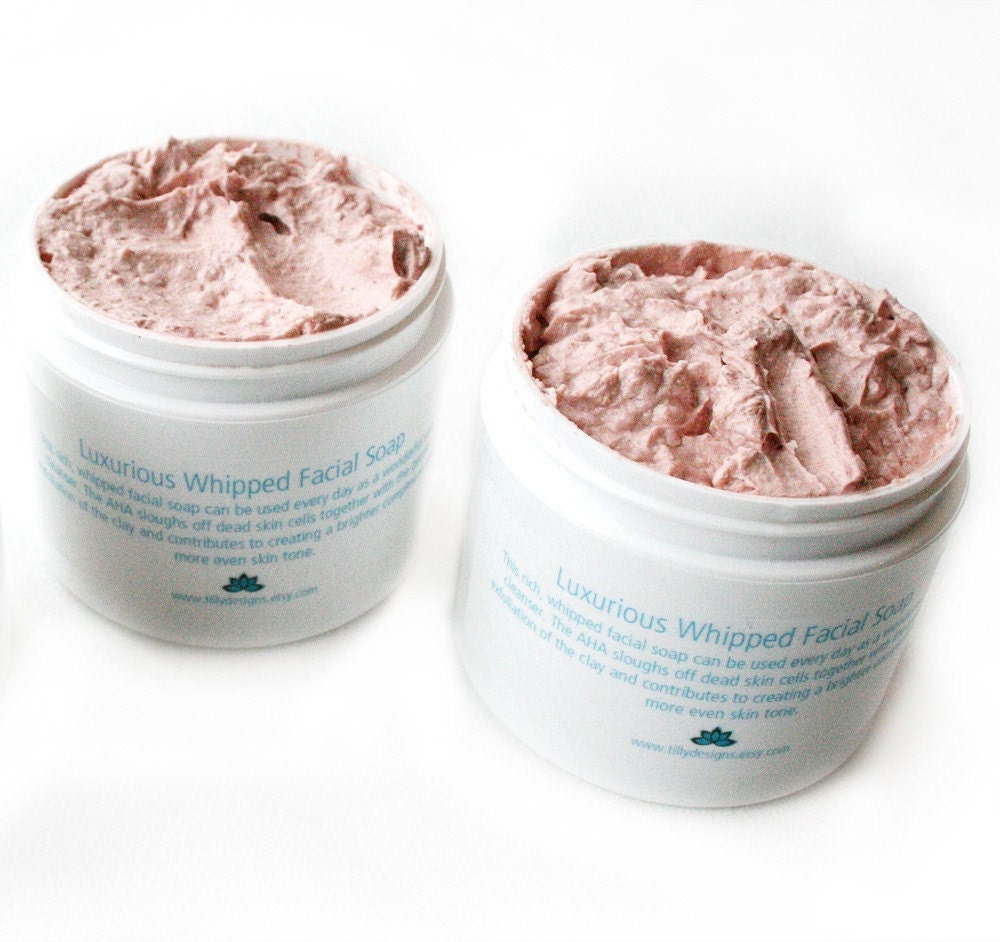 Naturally Luxurious Whipped Facial Soap With AHA & Austrialian Pink Clay- 4oz jar - CoastMountainSoap