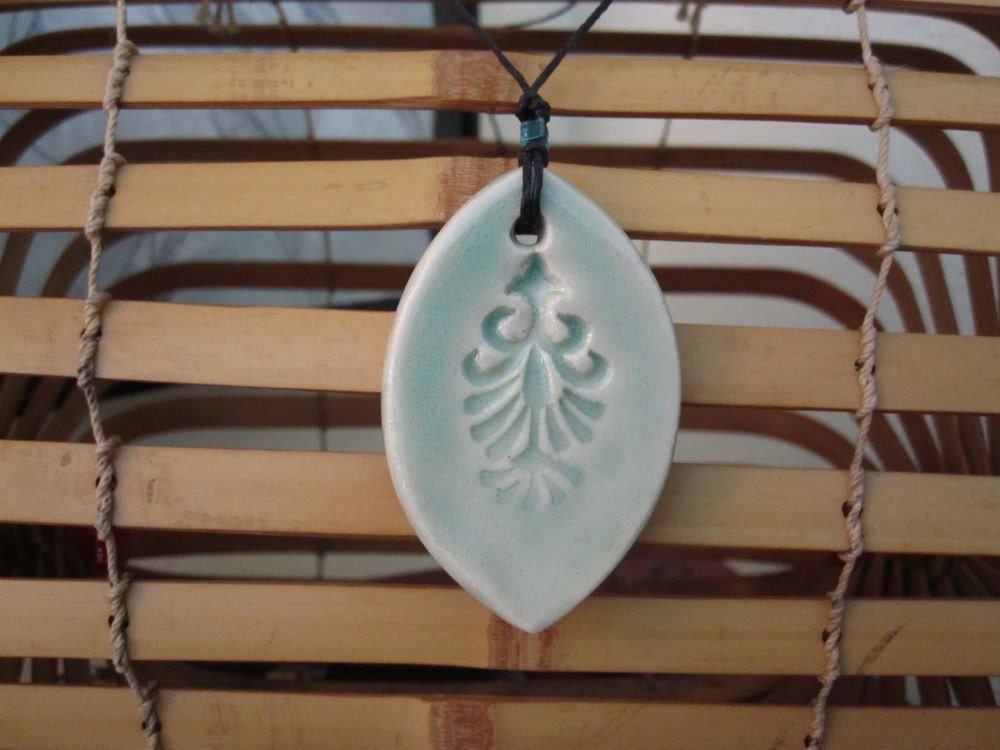 Ceramic Mermaid Pendant Necklace - Pale Turquoise