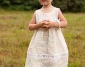 Flower girl  ivory dress  - Linen girl dress - Children clothing - Weddings clothing