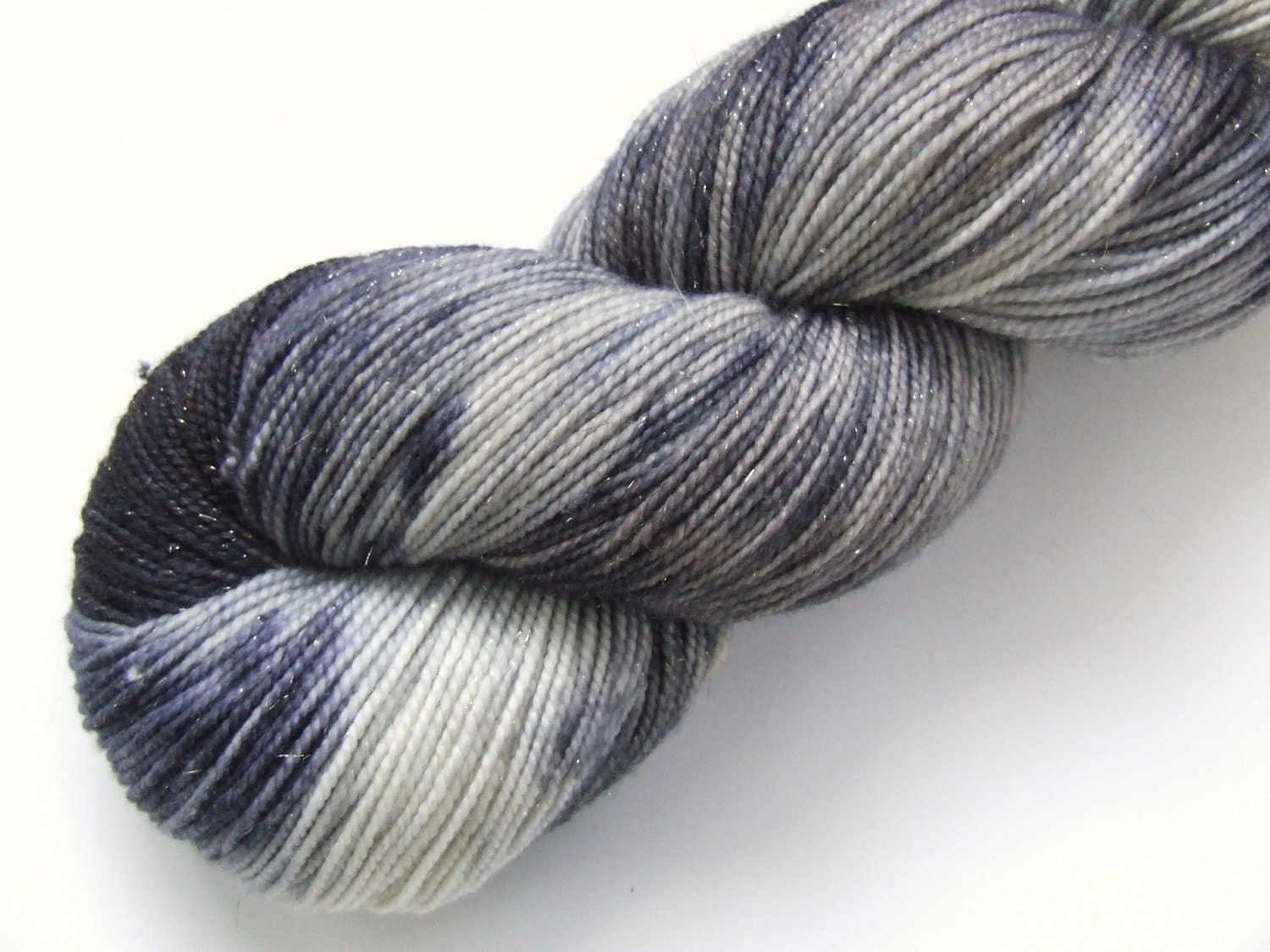 Storm on Glitz- Hand Dyed Sock Yarn