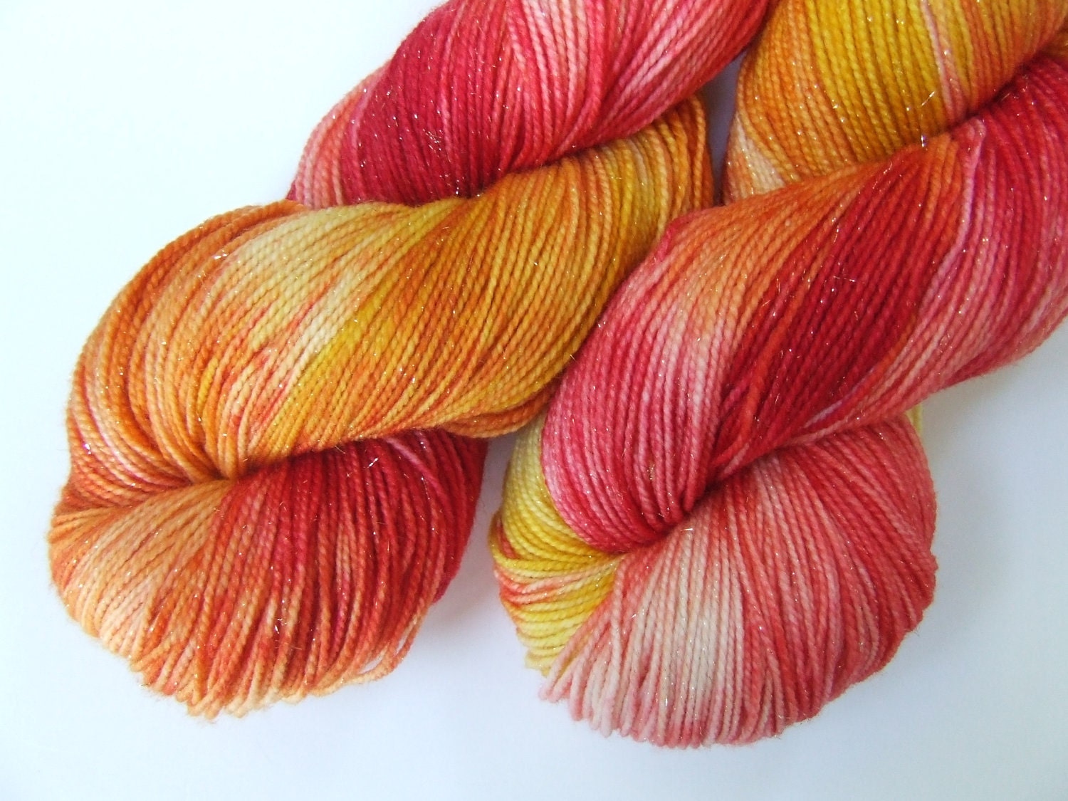 Sunset on Glitz- Hand Dyed Sock Yarn