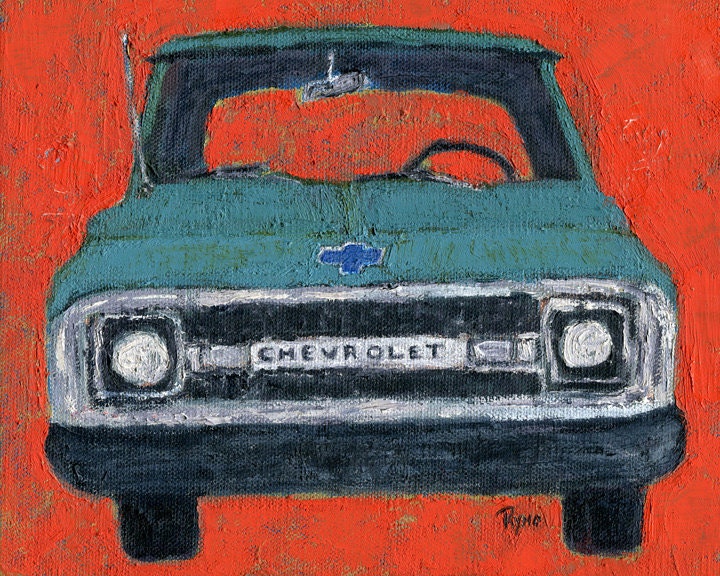 Turguoise chevy Truck - print