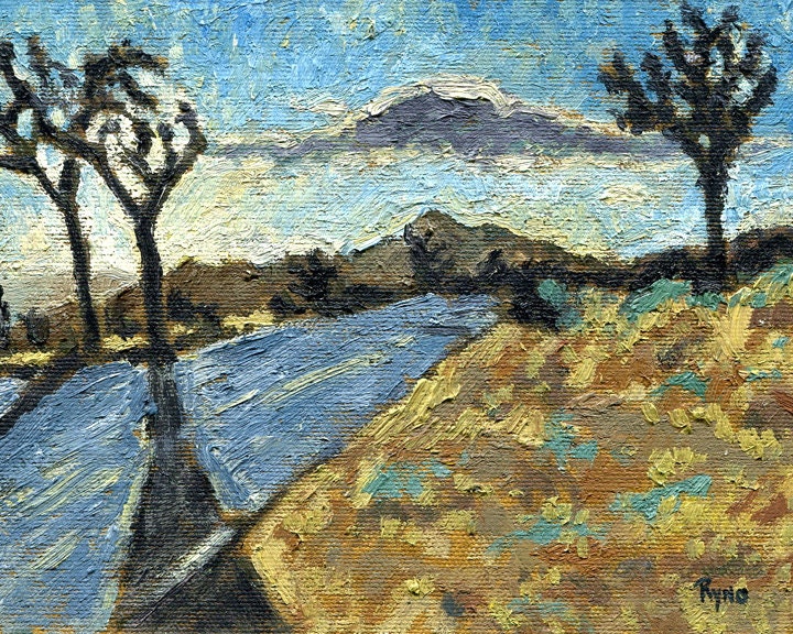 Road to Joshua Tree - Prints,  Art, Painting, Oil, Scenic, Landscape, Folk, Digital Prints, Decor, Wall Art, Handmade, Wall Decor