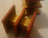 Red Black Gold Miniature Modern End Tables - Dollhouse Size