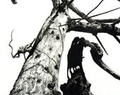 Tree drawing, charcoal, halloween, original, gothic