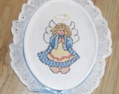 Finished Completed Framed Cross Stitch Angel
