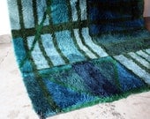 Modernist Scandinavian Rya Geometric Floor Rug - Mid Century Modern