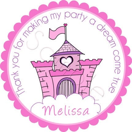 Castle On A Cloud Personalized Stickers - Party Favor Labels, Address Labels, Birthday Stickers, Princess Theme - Choice of Size