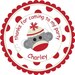 Sock Monkey Personalized Stickers - Birthday Party, Party Favor Labels, Address Labels, Gift Tag - Wide Polka Dot Border