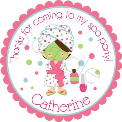 Spa Party Personalized Stickers - Birthday Stickers, Favor Labels, Party Favor, Address Labels, Gift Tag, Spa - Choice of Size