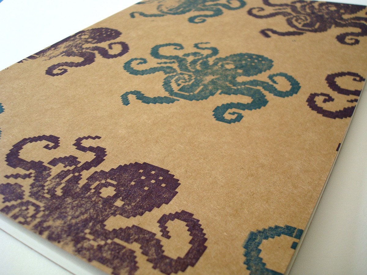 8bit Octopus Moleskine XL journal (sketch) artist notebook pixel geek