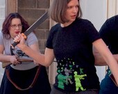 Zombie Attack women's t-shirt Small 8 bit zombies shirt, pixel horror