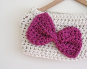 Oversize Chunky Crochet Bow Accessory Valentine Hot Pink