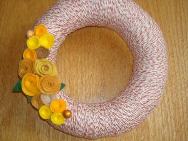 Handmade Yarn Wreath for Spring-10 in wreath