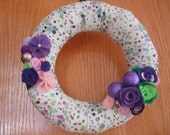 Colorful  Wreath With  Handmade Felt Flowers -12 IN Wreath-Ready to Ship