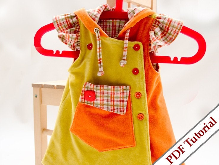Girl's ruffles hoody dress sewing pattern - e - book