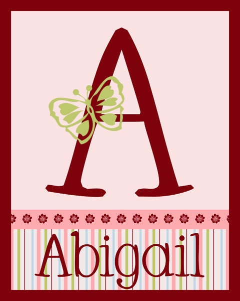 Personalized (Garden/Flowers/Butterflies) 8x10 Matte Letter Name Print