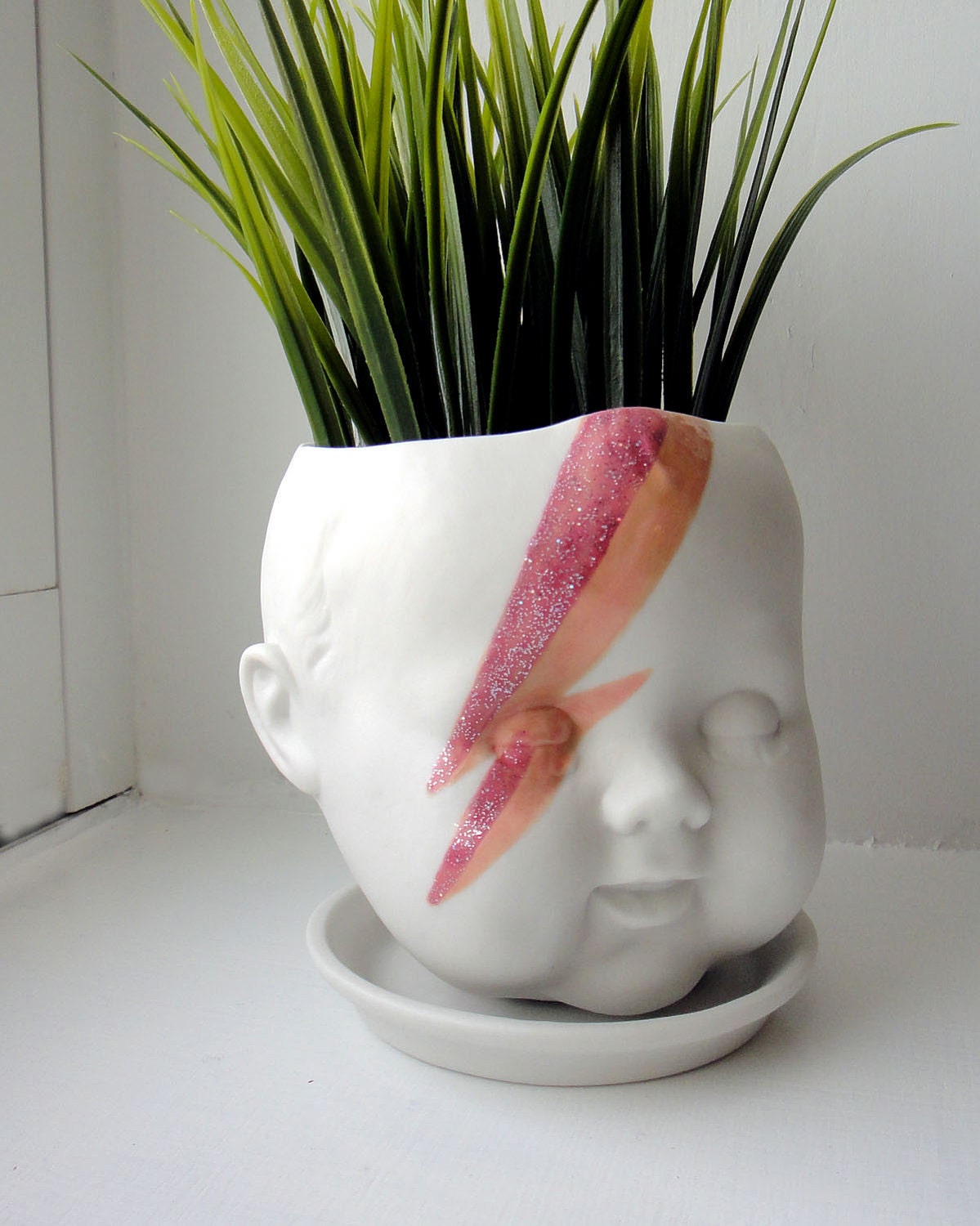 Ziggy Stardust Baby - Porcelain Baby doll head planter