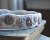 Felt Headband Hand Embroidered Ivory Felt with Mauve and Dove Grey Embroidery by lovemaude - lovemaude