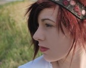 Rustic Woodland Headband - Olive Green, Cranberry, Pale Pink