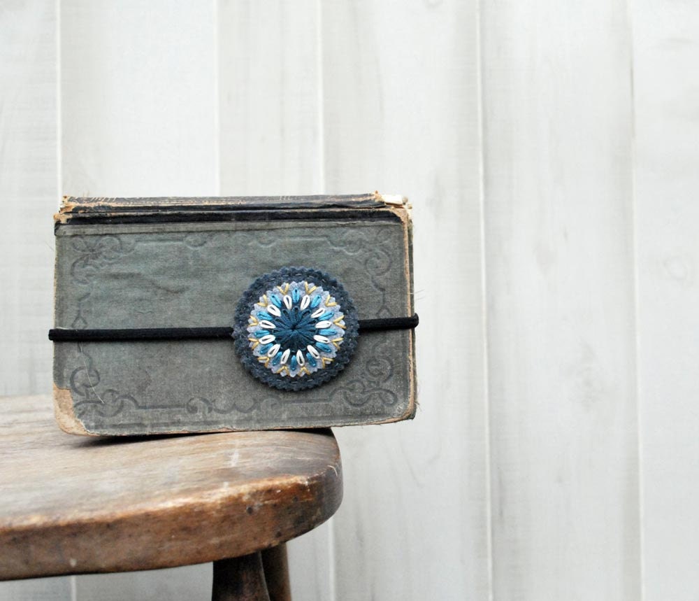 Medallion Headband -Teal, Slate Blue, Mustard Yellow and Ivory