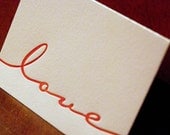 LOVE note letterpress card, eco-friendly perfect way to show your love