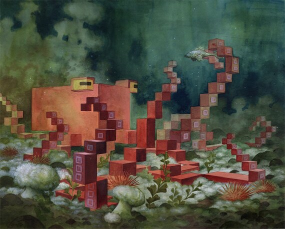 Animal Pixel Series - Octopus - 13 x 19 print