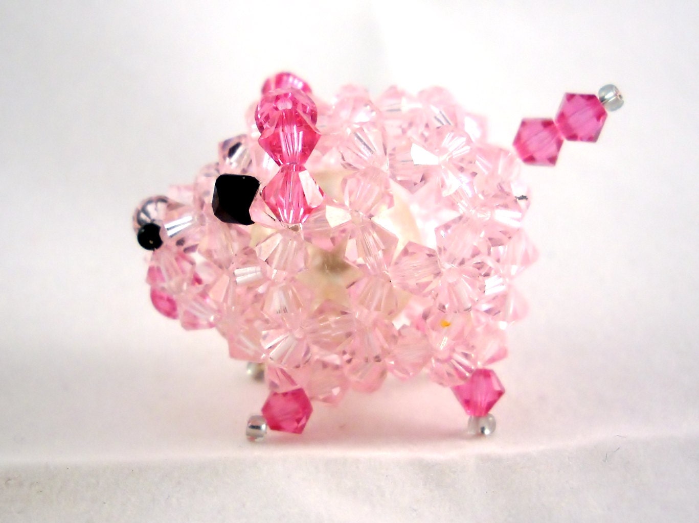 Pink Pig Miniature Figurine In Swarovski Crystals