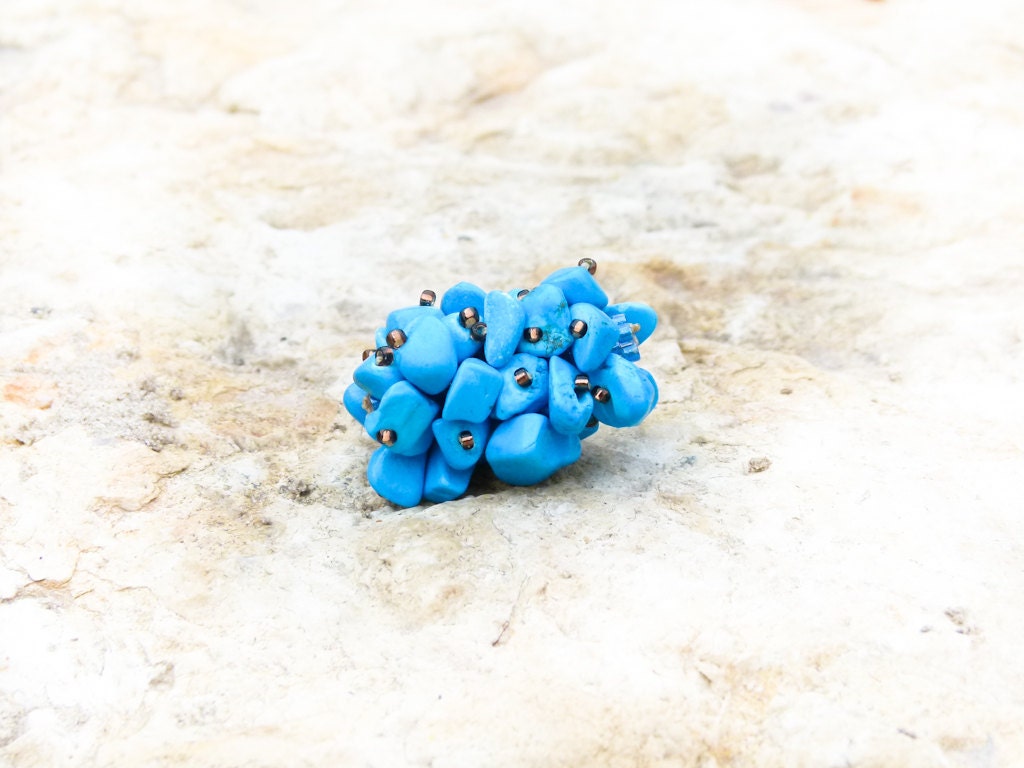 Turquoise unique beaded bead. Jewelry making supplies