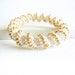 Wedding jewelry Pearl white golden peach bangle bracelet  bead woven rope Cellini spiral. Bridal jewelry  tbteam