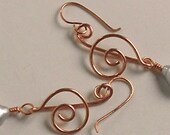 Copper Earrings, Art Deco Inspired "One-of-a-Kind Baroque Pearl Earrings