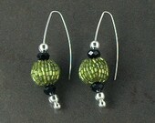 Lime Green Disco Ball Beaded Earrings