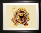 A Lion with Mane Fashioned from Computer Parts. Signed Photo Print.