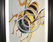 Buzzing Bumble Bee Fashioned from Computer Parts. Signed Photo Print. (H)