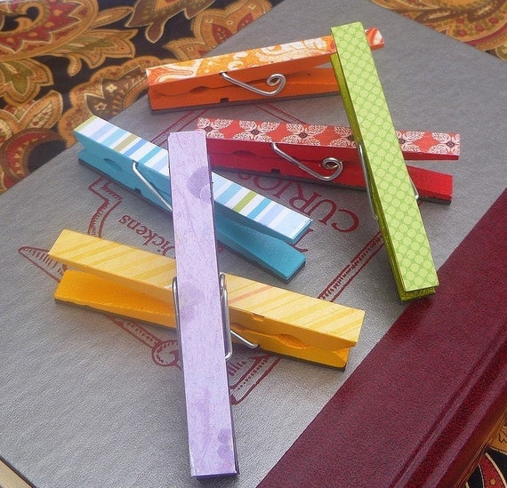 Magnetic Handpainted Wooden Clothespins in Rainbow Inspired Colors