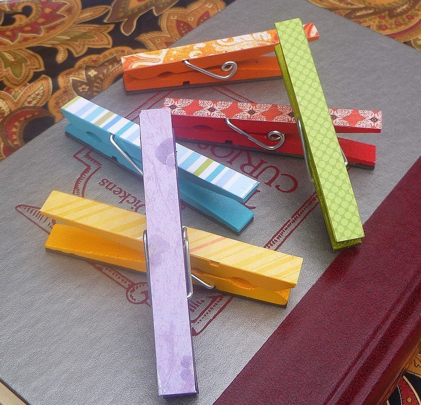 Magnetic Handpainted Wooden Clothespins in Rainbow Inspired Colors