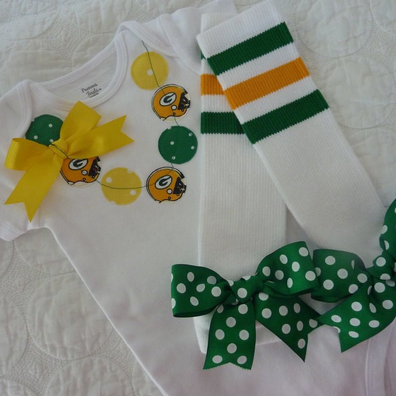 Green and White Varsity Collection Bow Tube Sock Leg Warmers baby legs